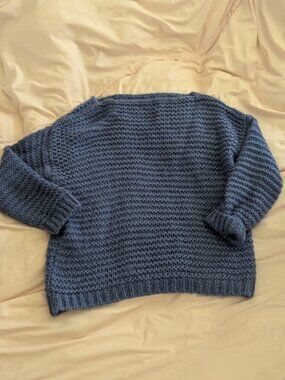 Simons Blue Chunky Mohair Knit Sweater M/L